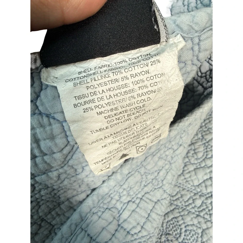 Tahari Home Light Blue Medallion Matelasse Quilt Coverlet Boho Textured